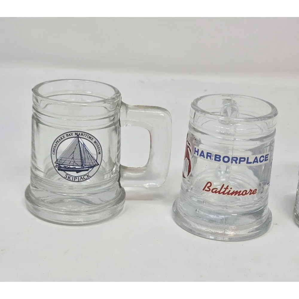 Vintage Souvenir Shot Glass Mug Lot Chesapeake Baltimore Rehoboth Ocean City 4pc